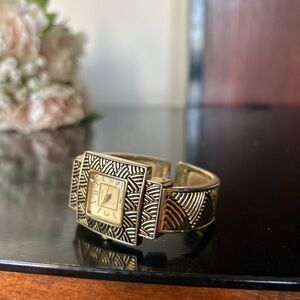 japan movt vintage bangle Gold Square Face Watch women